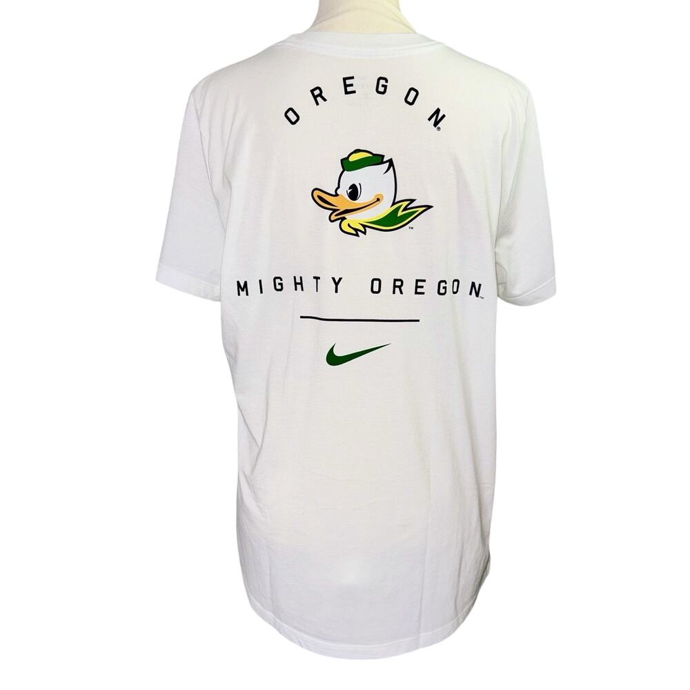 Nike Tee Mighty University Oregon Ducks Women XL White Double Side Puddles Shirt - Picture 3 of 6